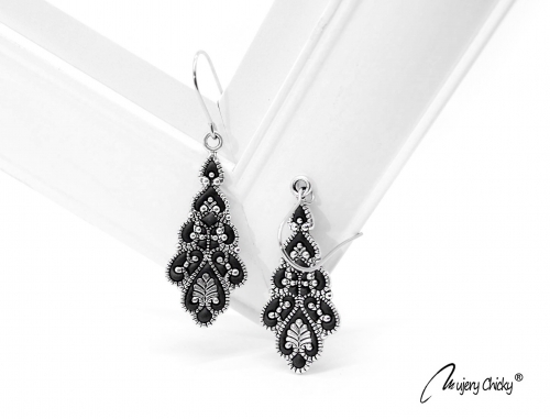 Cercei Regal  Silver - Negru