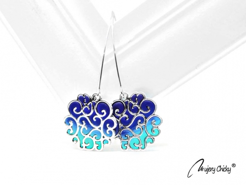 Cercei Plume argintii - Midnight