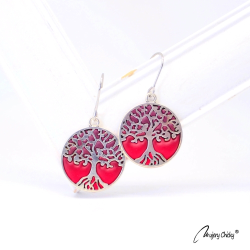 Cercei Tree of life Argintiu - Brandy