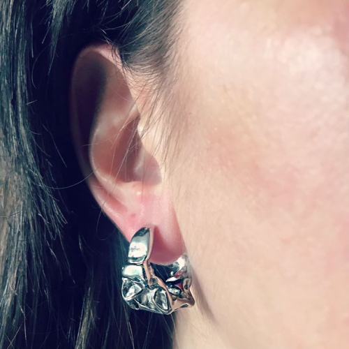 Cercei Creponat Argintiu