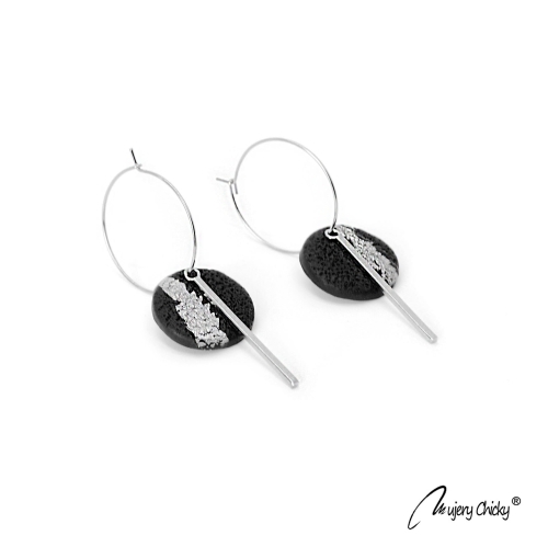 Cercei Manan Round Line Argintiu