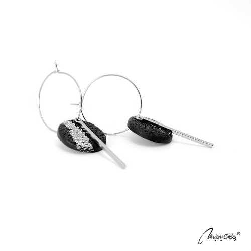 Cercei Manan Round Line Argintiu