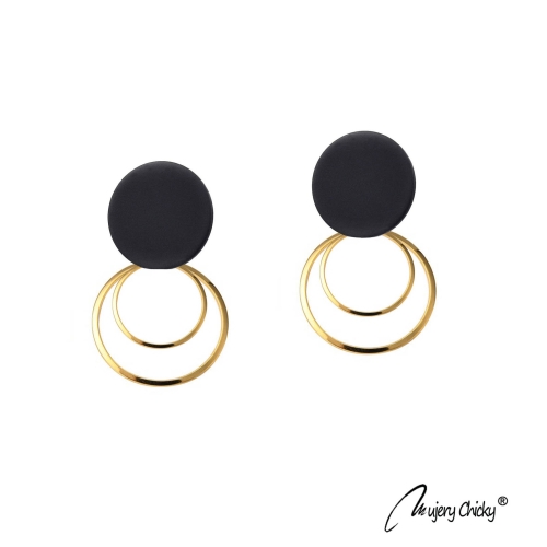 Cercei Black Circles Auriu
