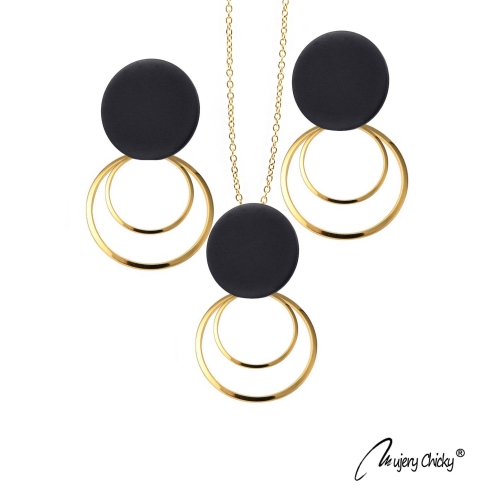 Set  Black Circles  Auriu
