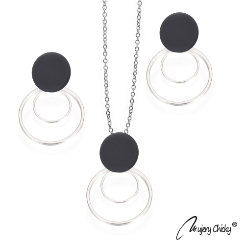 Set  Black Circles  Argintiu