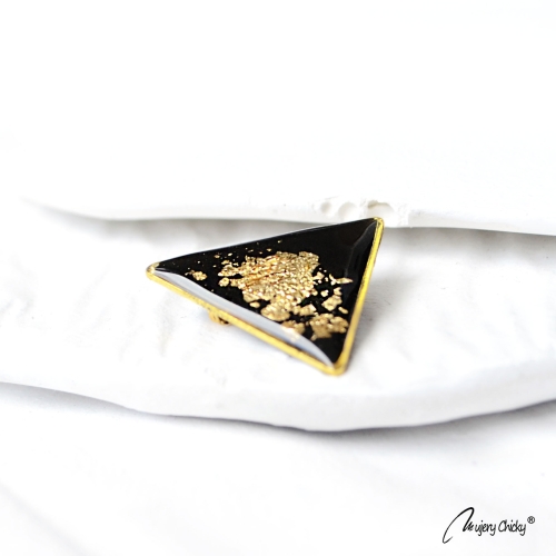 Brosa Siaja Triunghi Negru Auriu