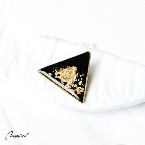 Brosa Siaja Triunghi Negru Auriu