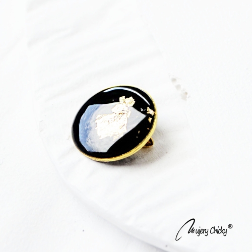 Brosa Siaja Rotund Negru Auriu