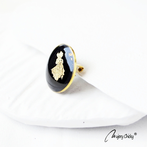 Brosa Siaja Rotund Negru Auriu