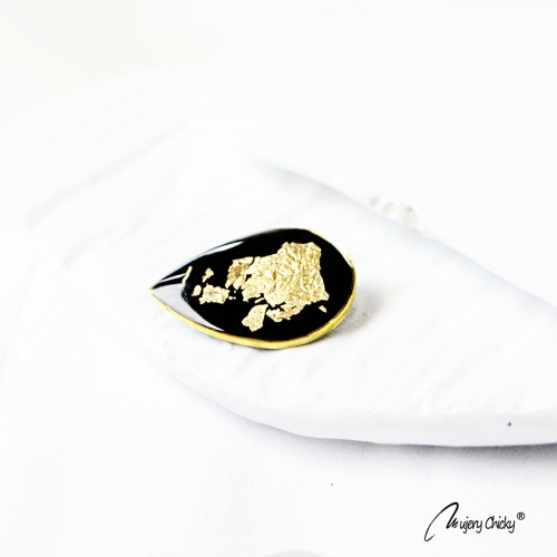 Brosa Siaja Picatura Negru Auriu