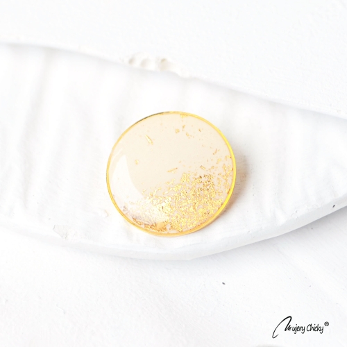 Brosa Siaja Rotund Crem Auriu