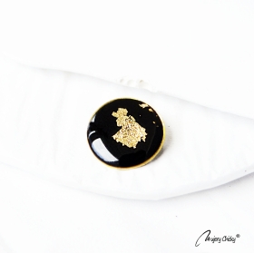 Brosa Siaja Rotund Negru Auriu
